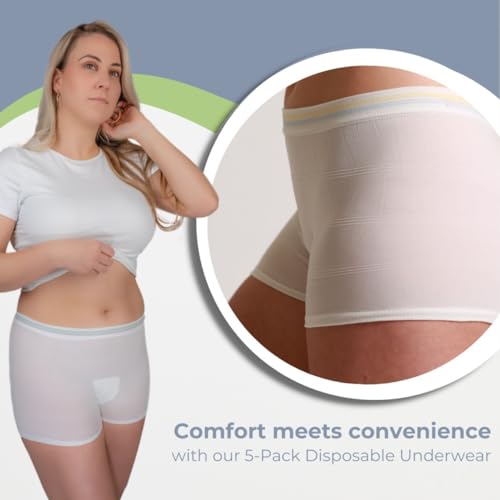 5-Pack Disposable Postpartum and Incontinence Seamless Mesh Underwear - Size S/M - Made in USA