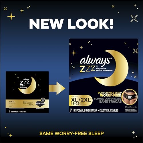 Always ZZZ Overnight Disposable Period Underwear for Women XXXL, Worry-Free Nights and Comfortable Sleep Period Protect