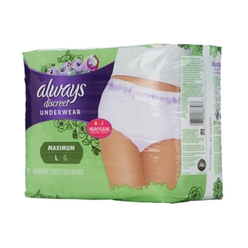 Always Discreet Adult Underwear Pull On Large Disposable Heavy Absorbency for Nighttime Use - Pack of 17
Always Discree