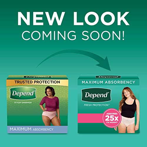 Depend FIT-Flex Incontinence Underwear for Women Medium Maximum Absorbency Blush 18 Count Pack of 2