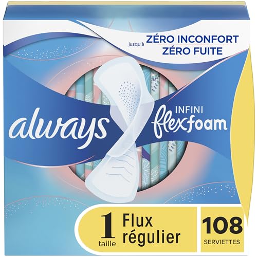 Always Infinity Unscented Feminine Pads for Women, Regular Size, with Wings, 108ct
| Always Infinity Regular Feminine P