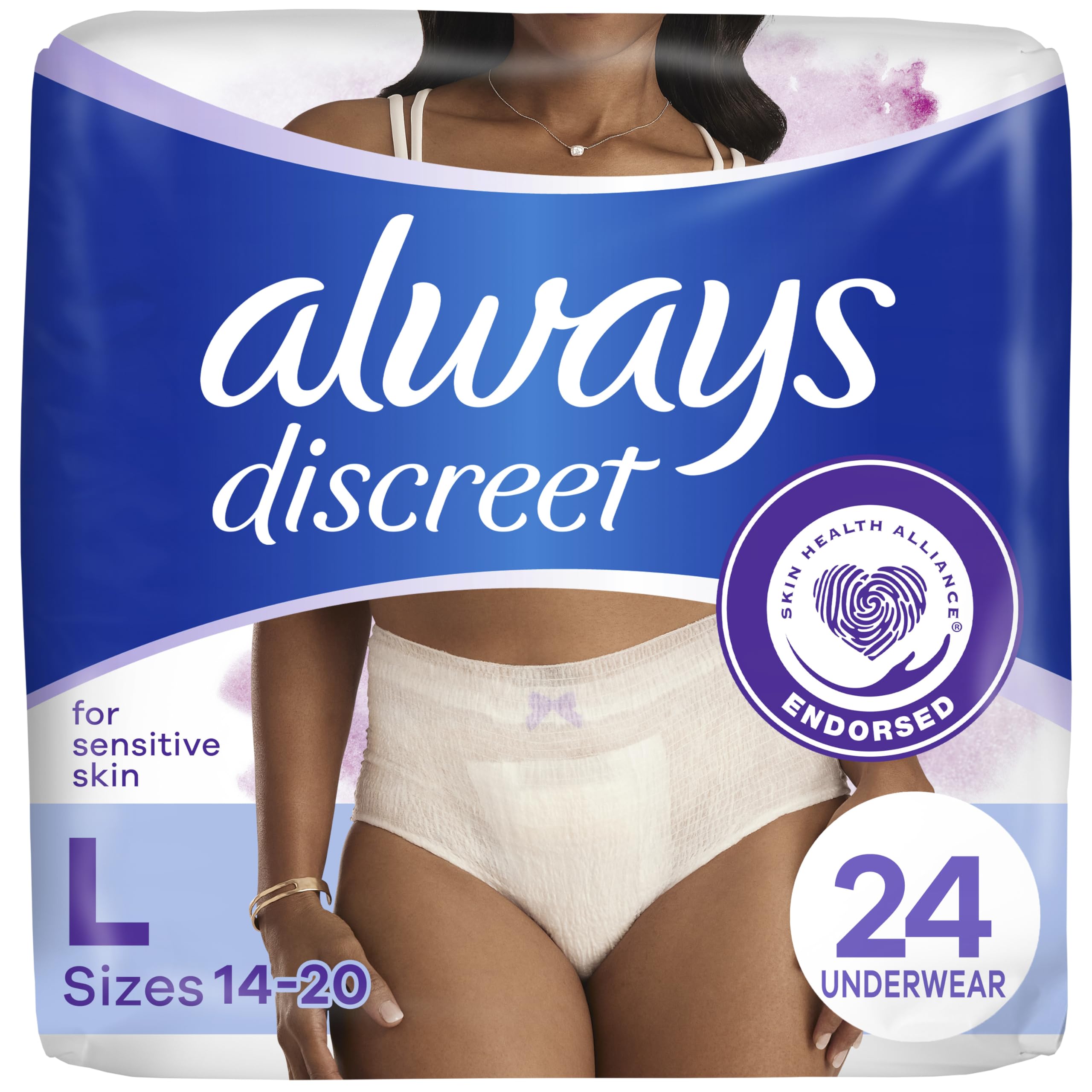 Always Discreet Underwear for Sensitive Skin, Four Times Skin Protection, Dermatologically Tested  
Always Discreet Unde