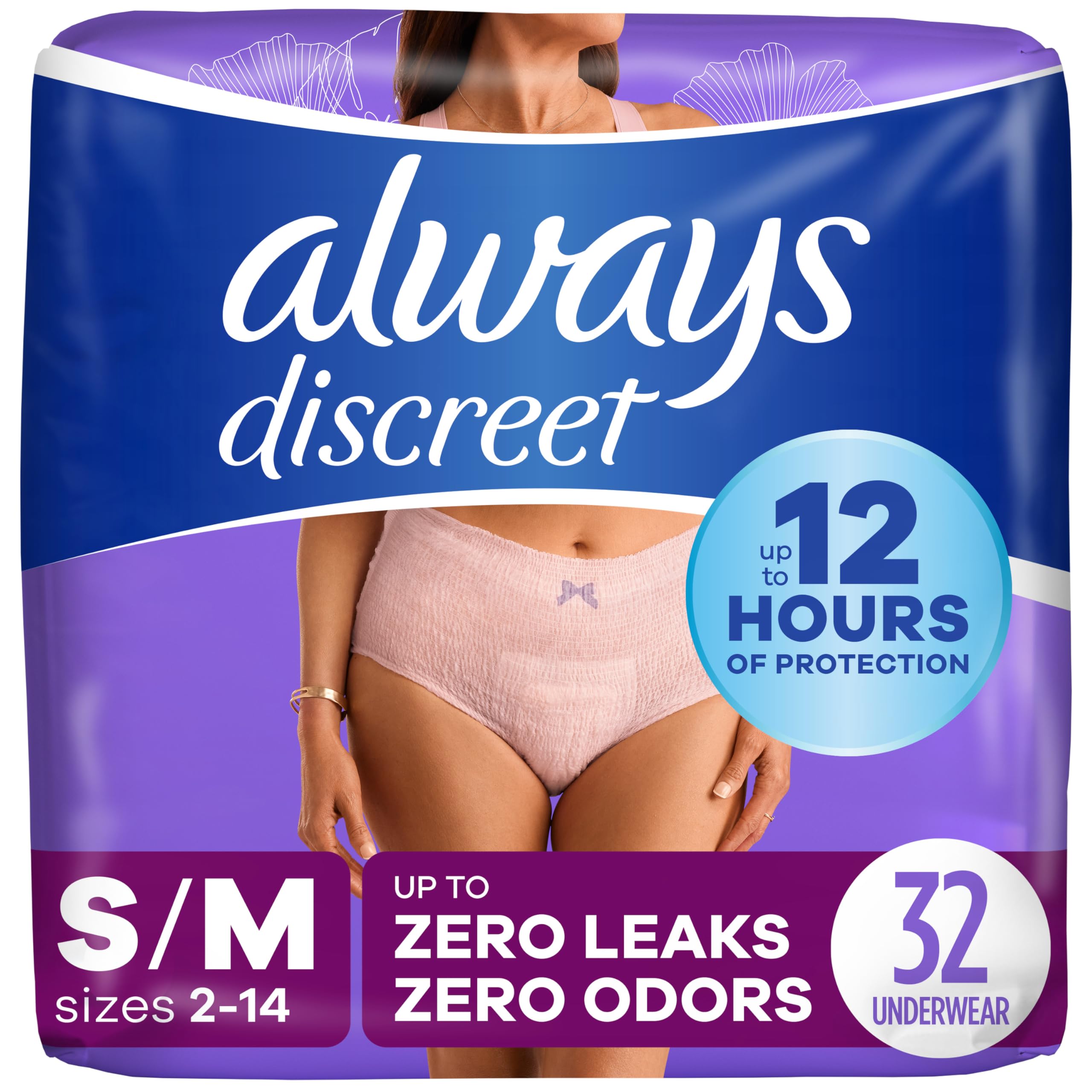 Always Discreet Max Protection Incontinence Underwear for Women, Small/Medium
| Always Discreet Postpartum Incontinence
